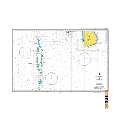 British Admiralty Nautical Chart #0709 Maldives to Sri Lanka