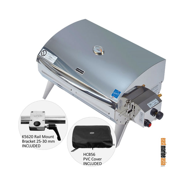 Force 10 Cook N' Boat Gas Grill (c/w Rail Mount & Cover)