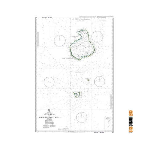 British Admiralty Nautical Chart #1011 Addoo Atoll to North Huvadhoo Atoll (Maldives)