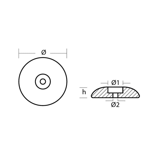 Tecnoseal 190 mm Rudder / Trim Tab Anode - Zinc