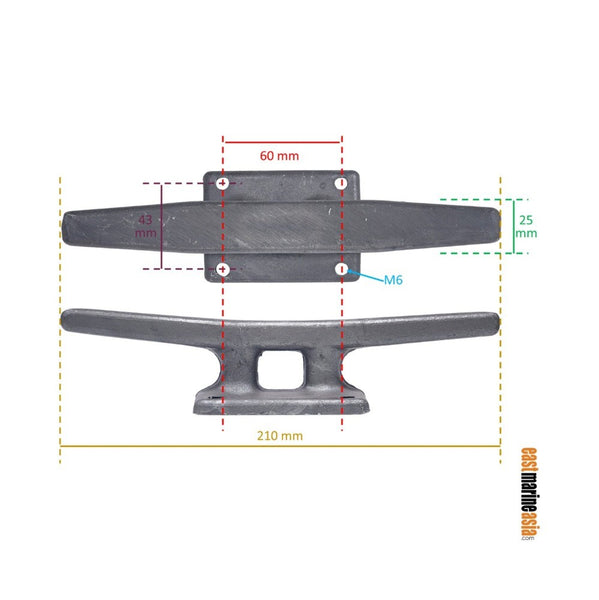 Aluminium 210 Spar Cleat / Mast Cleat