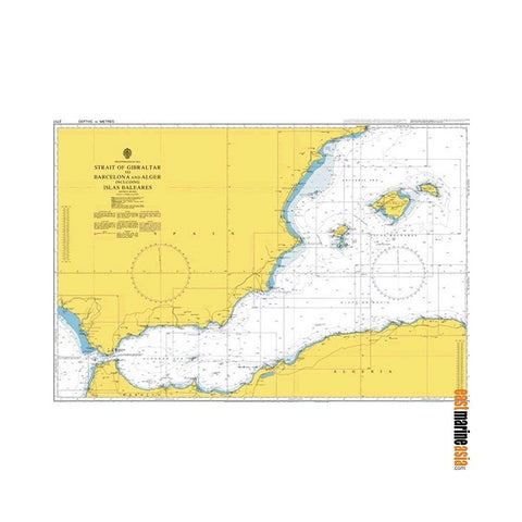 British Admiralty Nautical Chart #2717 Strait of Gibraltar to Barcelona and Alger including Islas Baleares